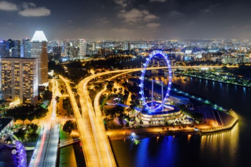 Afbeeldingen van Top view of Bayfront Avenue and giant Ferris wheel Singapore