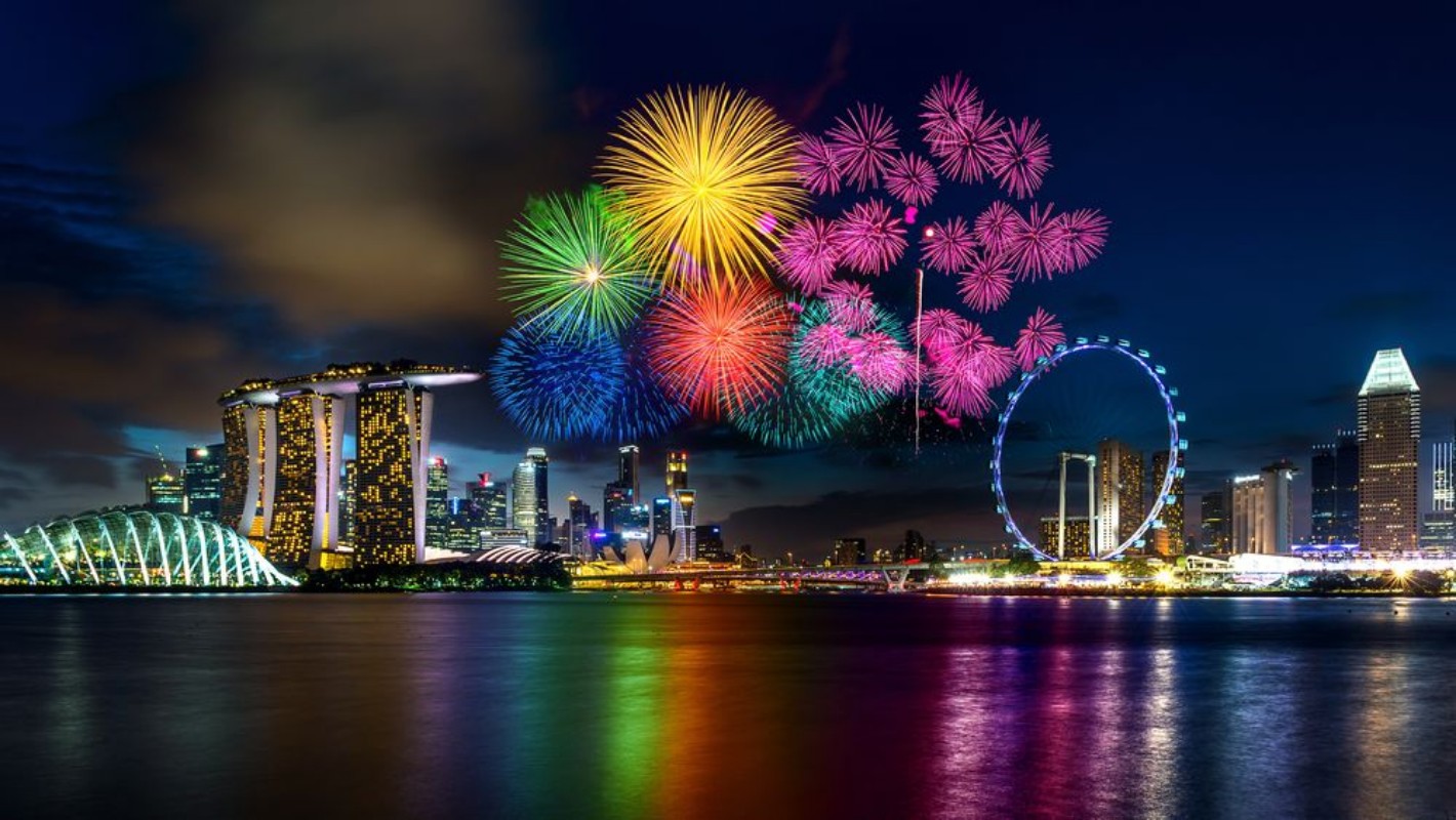 Afbeeldingen van Firework display in Singapore