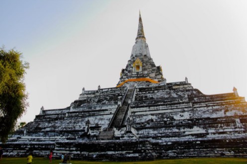 Image de White temple or Phu Khao Thong in Thai located at Ayutthaya province Thailand