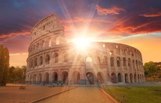 Picture of View of Colosseum in Rome and morning sun Italy Europe