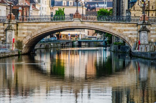 Picture of St Michael Bridge in the city of Ghent