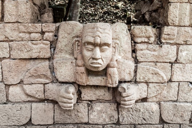 Picture of Sculpture at the archaeological site Copan Honduras