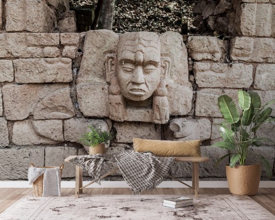 Image de Sculpture at the archaeological site Copan Honduras