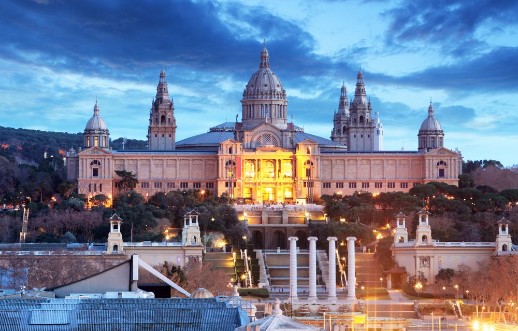 Picture of Palau Nacional situated in Montjuic at night Barcelona