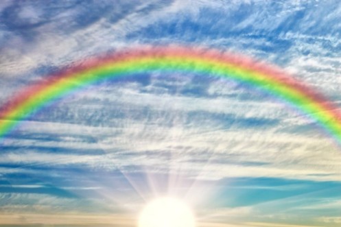 Afbeeldingen van Rainbow in a cloudy sky