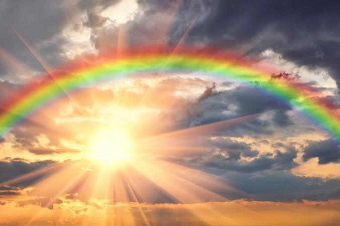 Rainbow in the beautiful sky photowallpaper Scandiwall