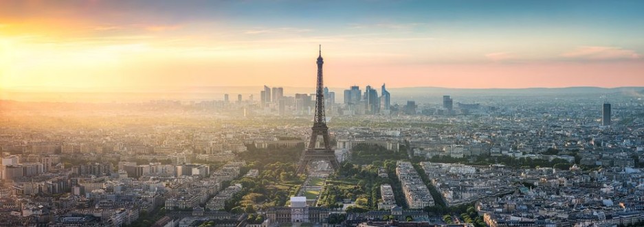 Image de Paris Skyline Panorama bei Sonnenuntergang mit Eiffelturm