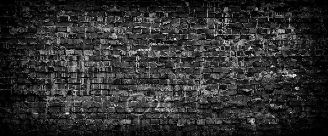 Picture of Black grunge brick wall panoramic background