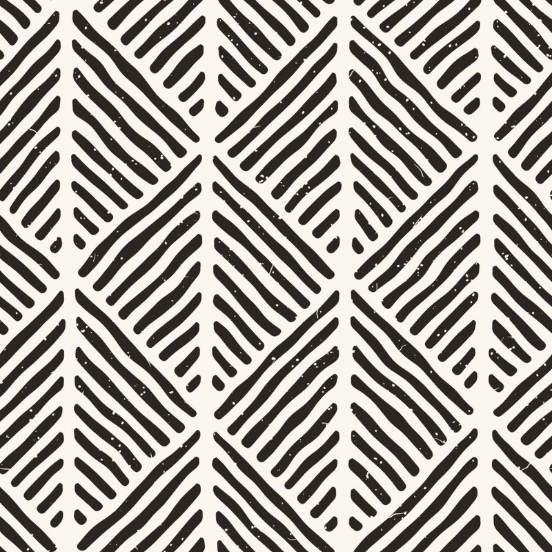 Picture of Seamless geometric doodle lines pattern in black and white Adstract hand drawn retro texture