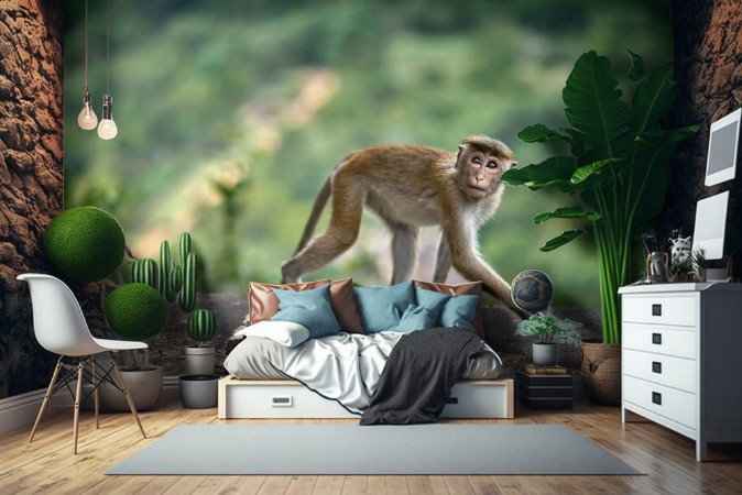 Picture of Macaca monkey outdoors