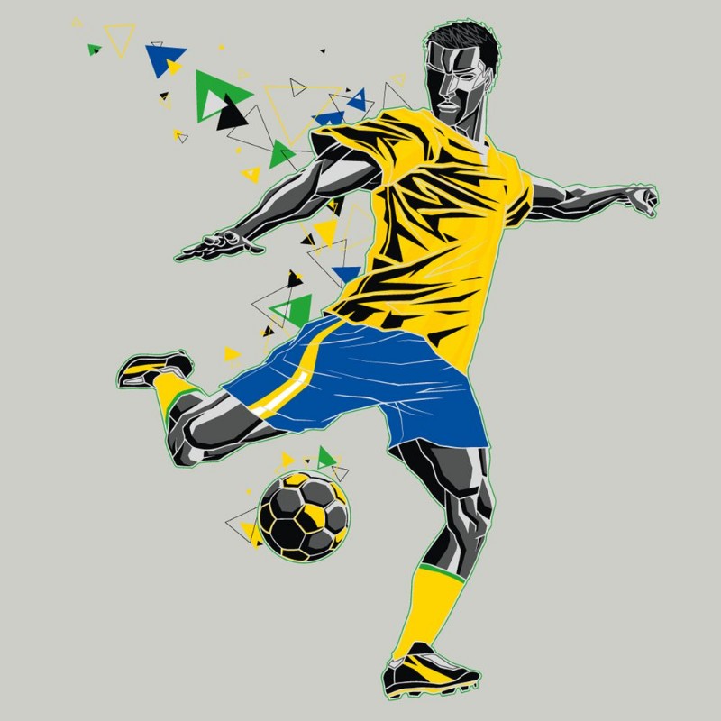 Afbeeldingen van Soccer player with a graphic trail