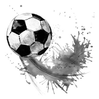 Picture of Soccer ball football watercolor hand drawn illustration