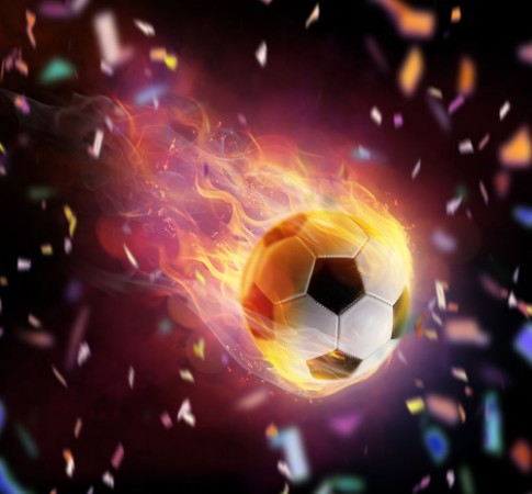 Football ball flamy symbol photowallpaper Scandiwall