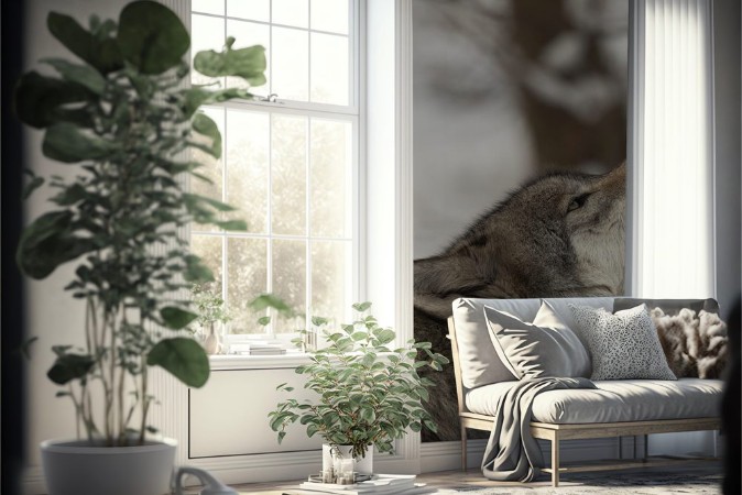 Image de Timber Wolf also known as a Gray or Grey Wolf howling in the snow