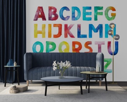 Image de Colorful watercolor aquarelle font type handwritten hand draw abc alphabet letters