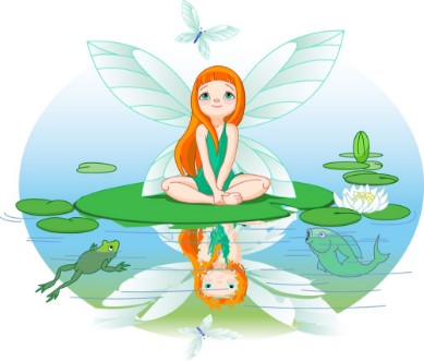 Picture of Fairy observes for flying butterfly