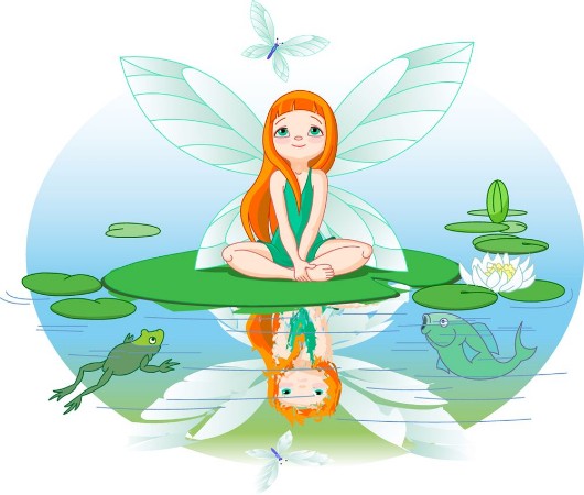 Afbeeldingen van Fairy observes for flying butterfly