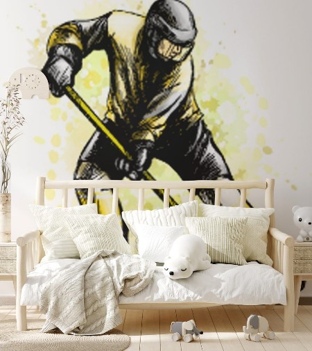 Image de Abstract hockey player from splash of watercolors Hand drawn sketch Winter sport