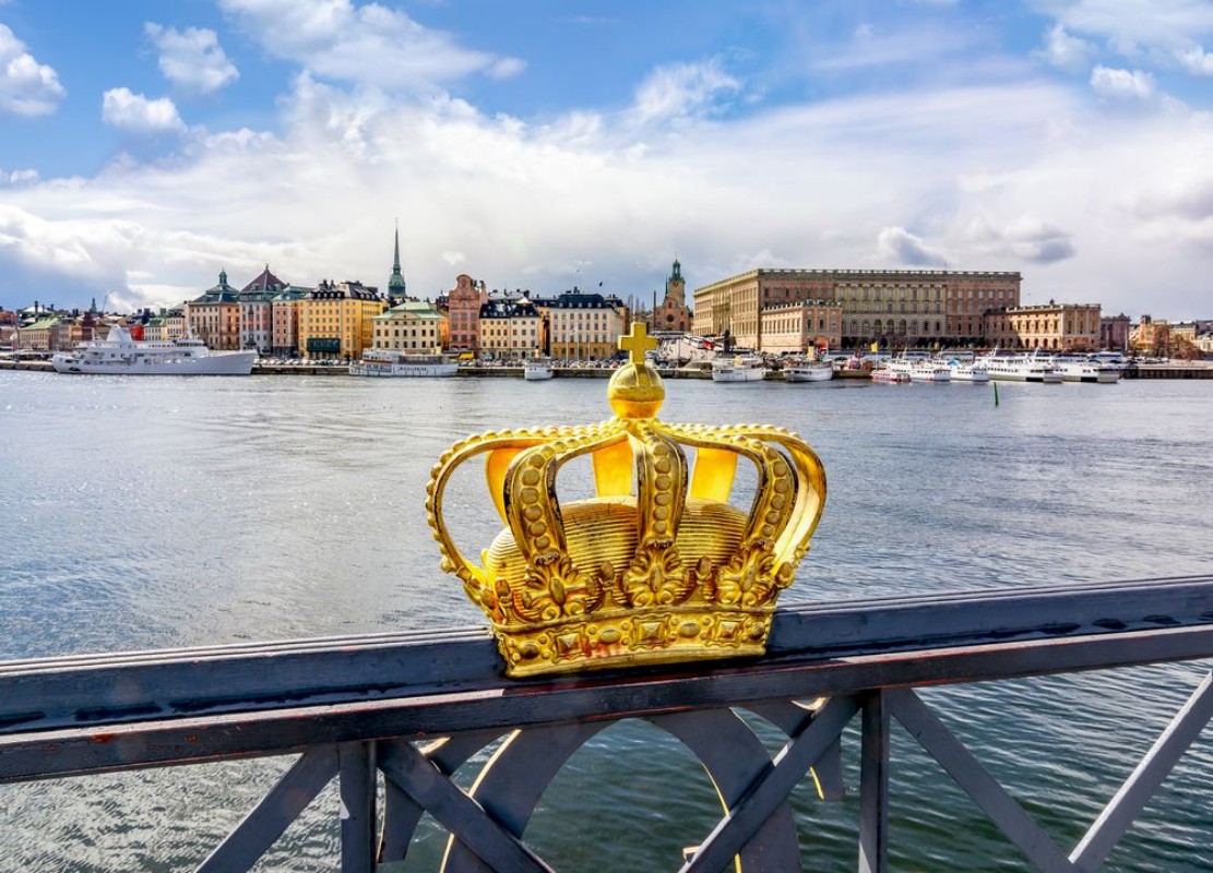 Bild på Stockholm old town cityscape and Royal crown Sweden