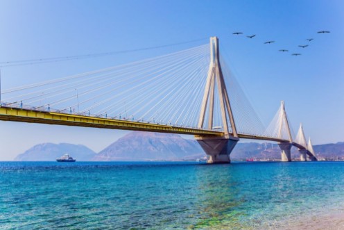 Picture of White cable-stayed bridge over the Gulf of Corinth