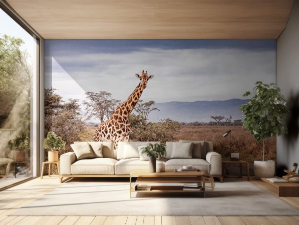 Afbeeldingen van Rothschild Giraffe Along Road in Kenya Africa