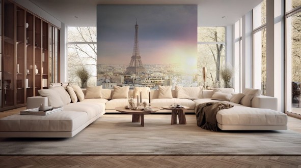 Picture of Sunset Eiffel tower and Paris city view form Triumph Arc Eiffel Tower from Champ de Mars Paris France Beautiful Romantic background