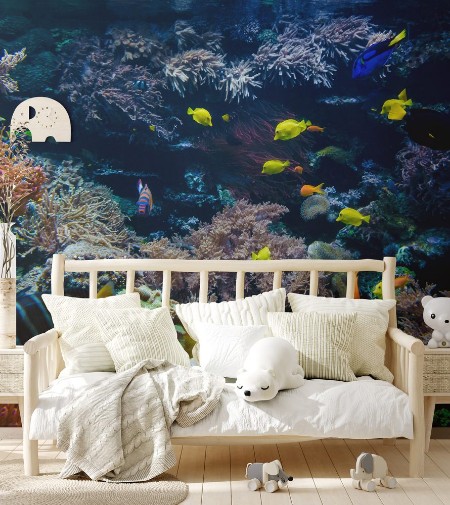 Picture of Underwater coral reef landscape with colorful fish