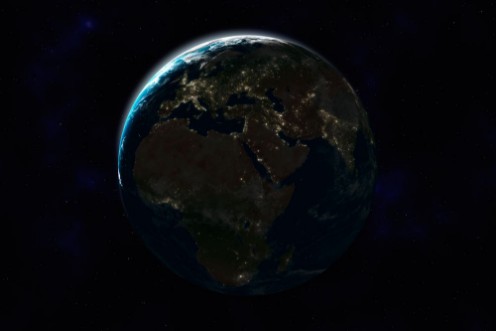 Bild på Nachtseite der Erde Europa Afrika Asien mit Lichtern der St