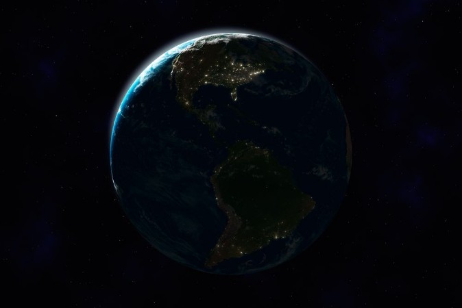 Afbeeldingen van Nachtseite der Erde Nord- und Sdamerika mit Lichtern