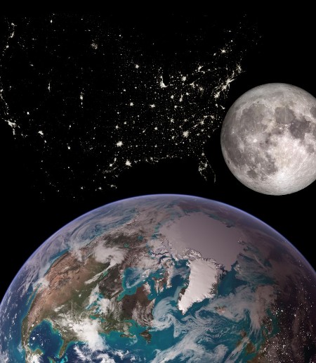 Image de Planet earth with a projection of USA in the form of stars of the constellations of city lights Travel United States of America concept Elements of this image furnished by NASA