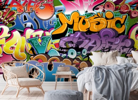 Afbeeldingen van Graffiti seamless background Hip-hop art