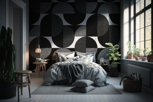 Bild på Black and white geometric modern seamless pattern
