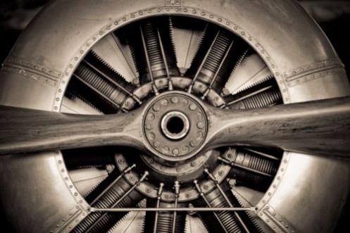 Afbeeldingen van Vintage propeller aircraft engine closeup