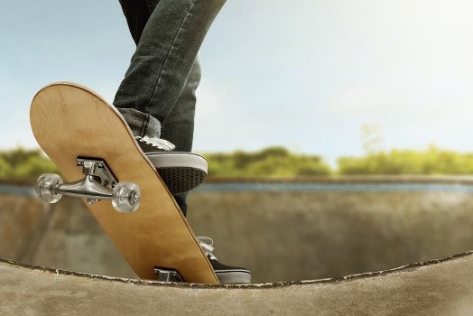 Picture of Skateboarder skateboarding at skate park