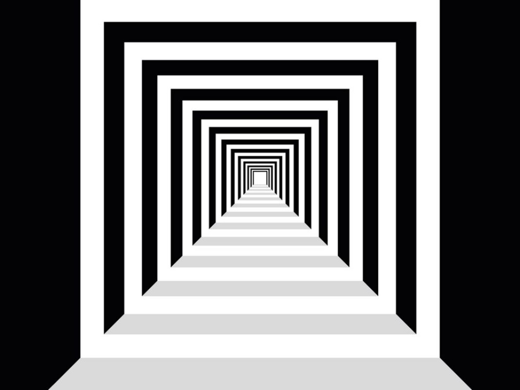 Afbeeldingen van Abstract tunnel psychedelic A solid rectangle with a perspective into the distance