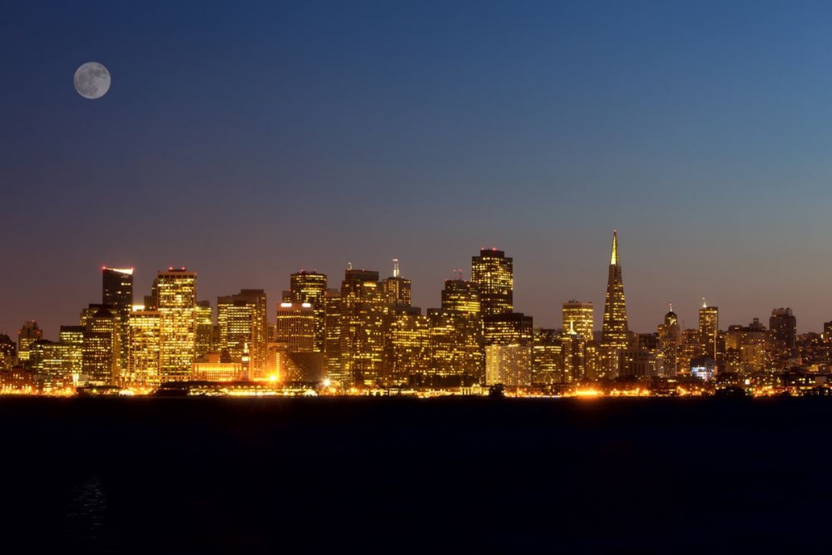 Afbeeldingen van San Francisco skyline at night California USA