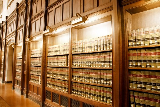Bild på Wide angle shot of old law book library