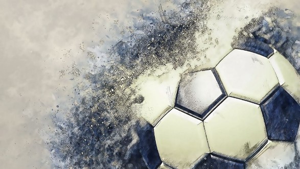 Afbeeldingen van Soccer ball with particles illustration combined pencil sketch and watercolor sketch 3D illustration 3D CG High resolution