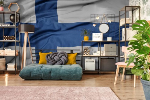 Afbeeldingen van Waving colorful national flag of finland