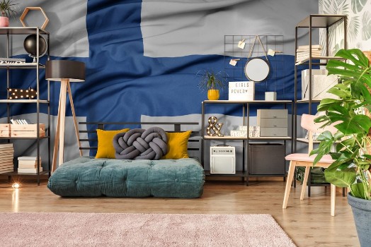 Bild på Waving colorful national flag of finland