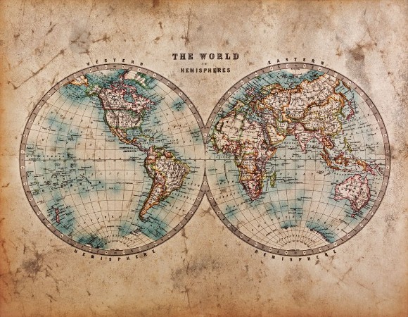 Old World Map in Hemispheres photowallpaper Scandiwall