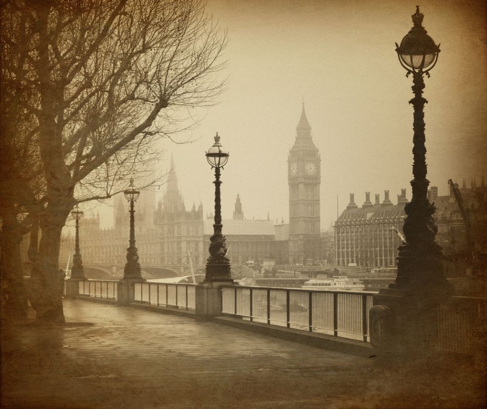 Afbeeldingen van Vintage Retro Picture of Big Ben  Houses of Parliament London