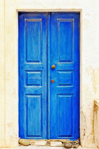 Picture of Blue traditional door in Pyrgos