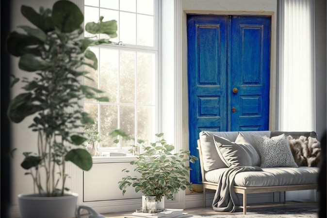 Picture of Blue traditional door in Pyrgos