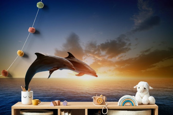 Afbeeldingen van Dolphins jumping