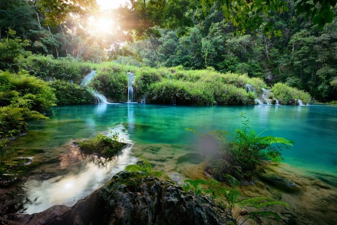 Picture of Cascades National Park in Guatemala Semuc Champey at sunset