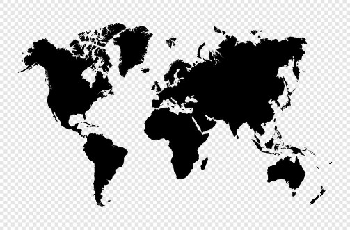 Bild på Black silhouette isolated World map EPS10 vector file