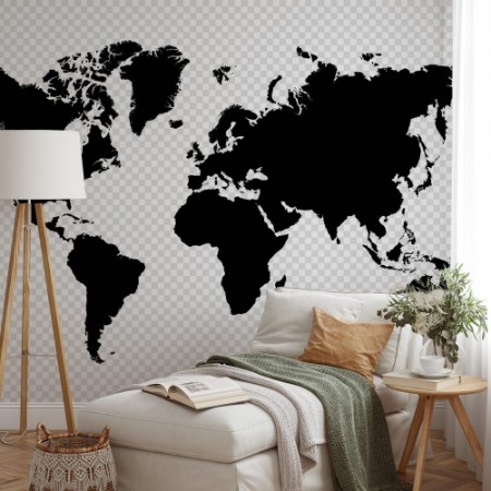 Bild på Black silhouette isolated World map EPS10 vector file