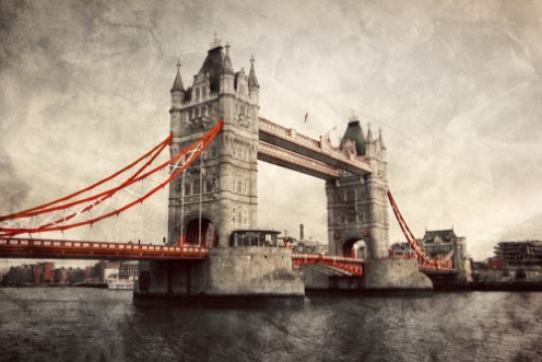 Afbeeldingen van Tower Bridge in London England the UK Vintage style