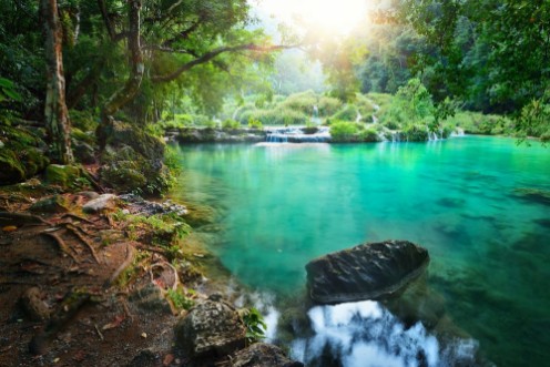 Image de Cascades National Park in Guatemala Semuc Champey at sunset